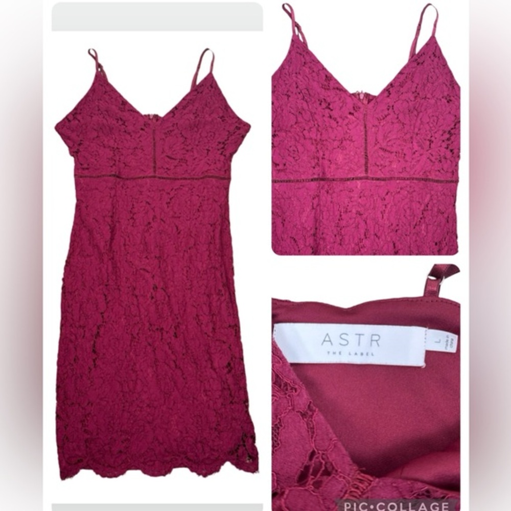 ASTR The Label Burgundy Wine Lace Tank Dress Large